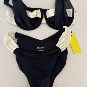 OneOne Black and Cream Bikini Set